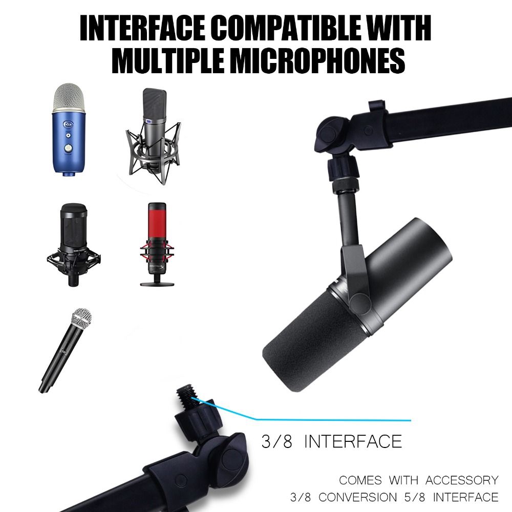 Boom Arm Stand - Professional Grade 360° Rotation Microphone Boom
