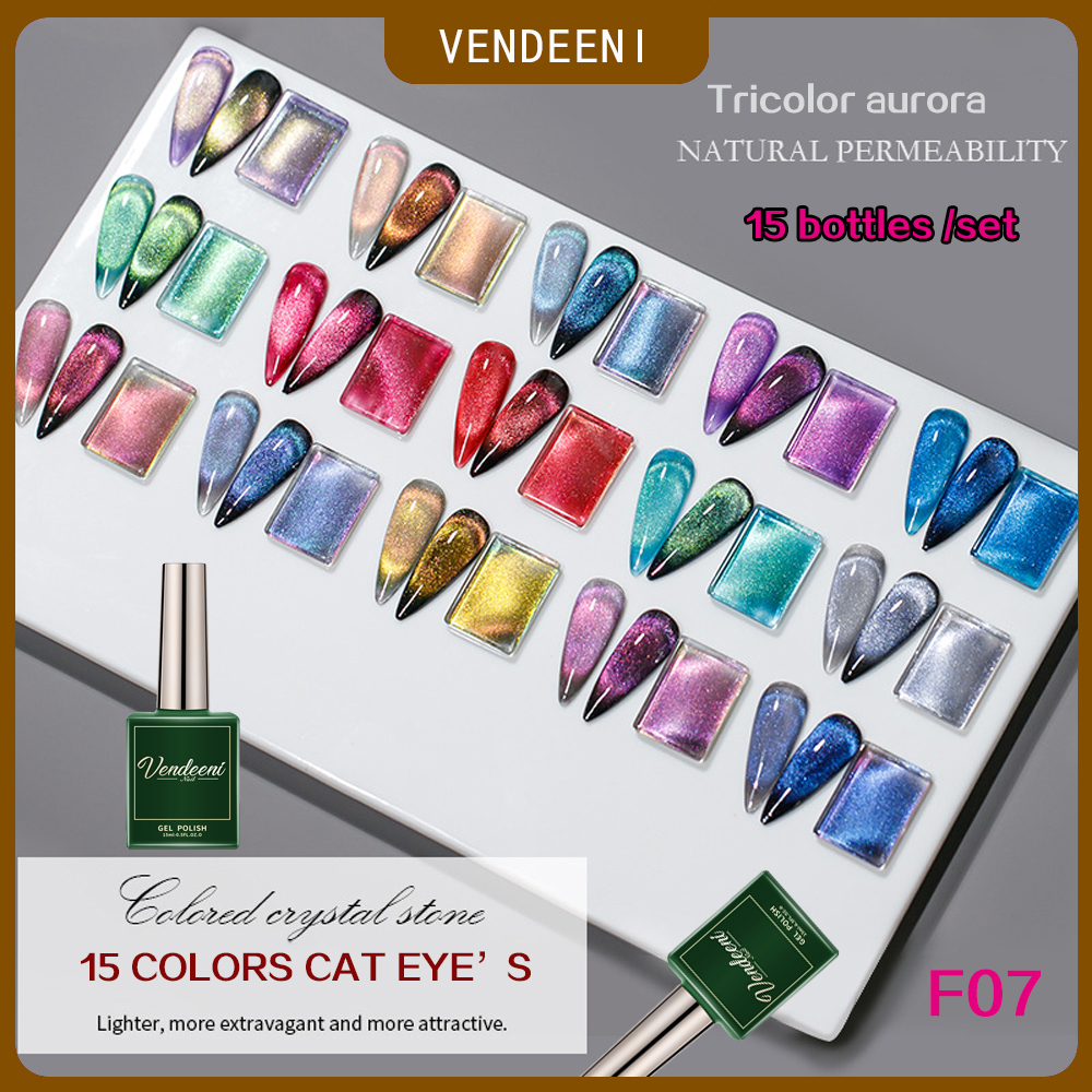 Coloured Gel Set - Vendeeni 15 Colors/set Colourful Crystal Aurora