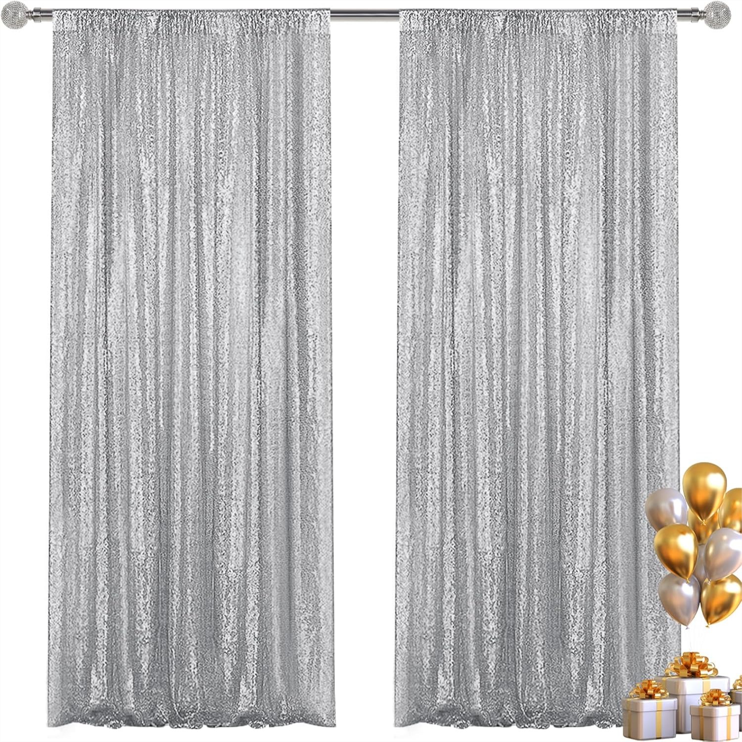 Photography Lighting Reference - Sequin Backdrop Curtain 2 Panels 2x8FT