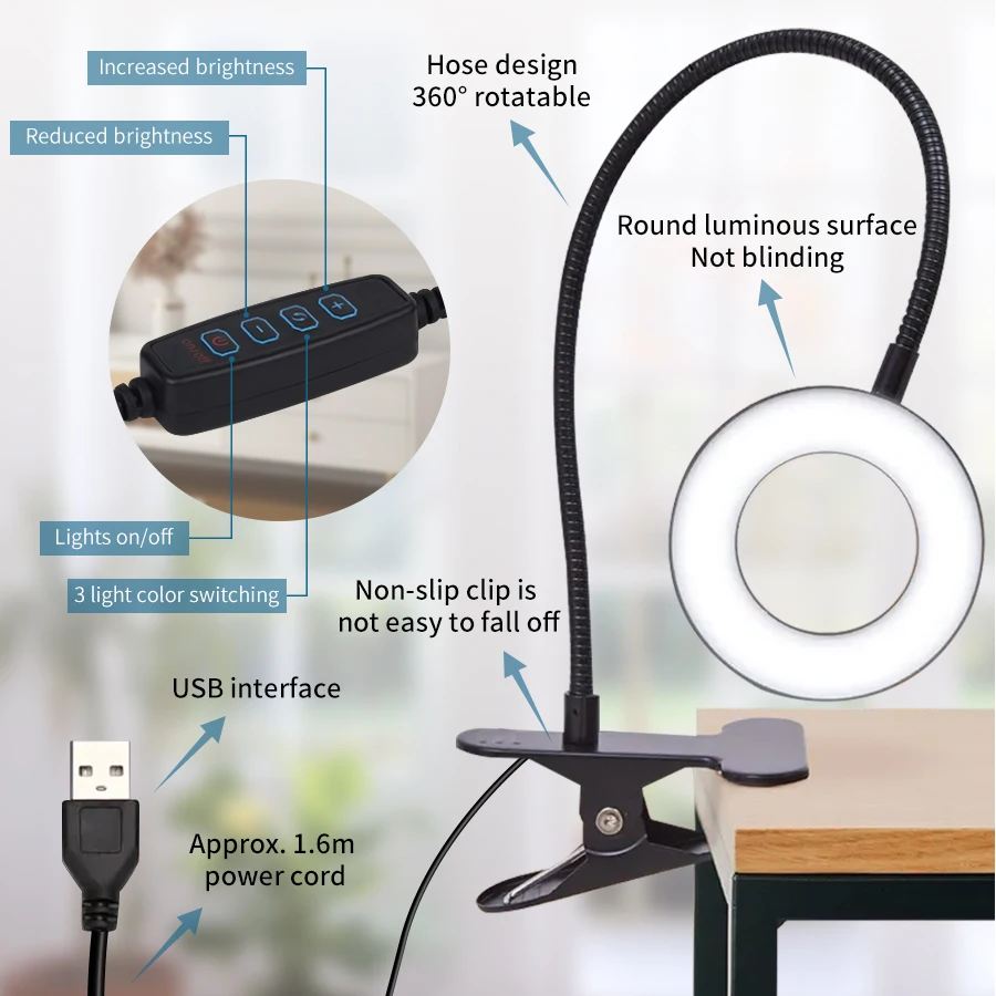 48 LEDs Clip on Desk Lamp 360° - Photography Lighting Book ulasan dan harga