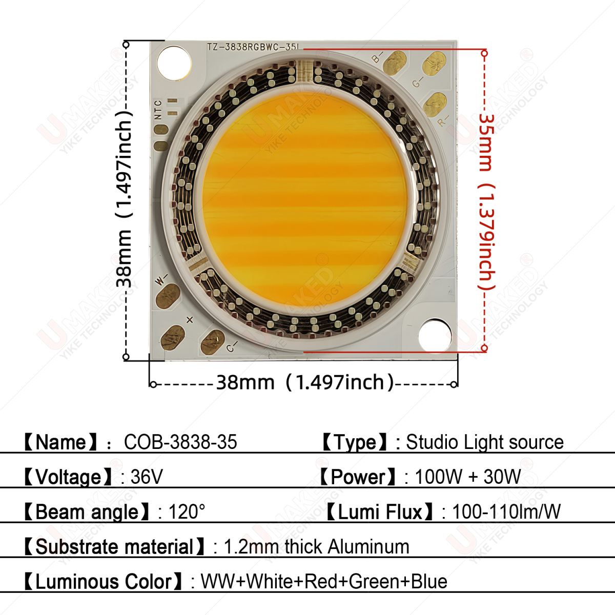 38x38mm 290W COB SMD LED Beads - Photography Lighting Options ulasan dan harga