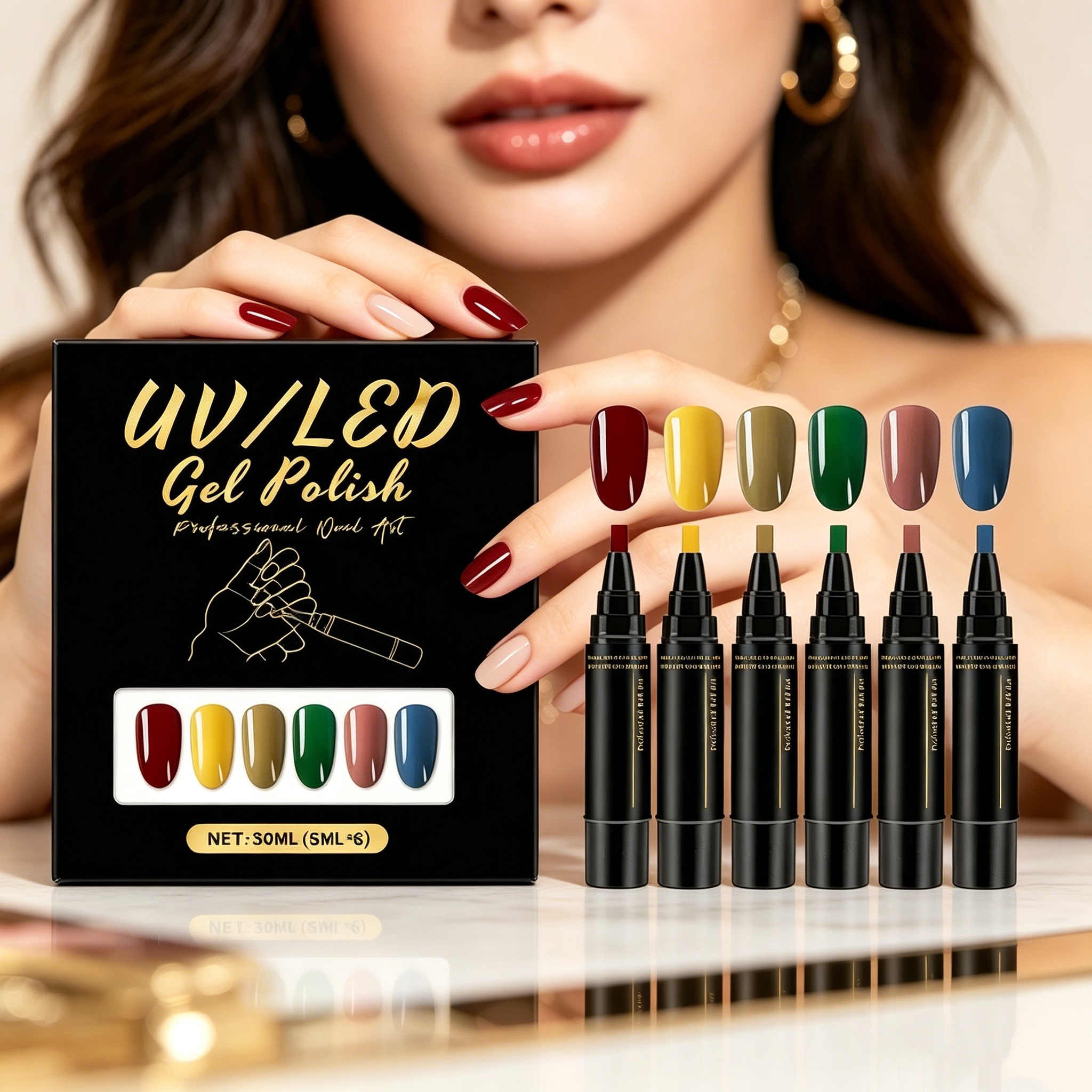 6 Colourful Nail Gel Pen Set N - Coloured Gel Set ulasan dan harga