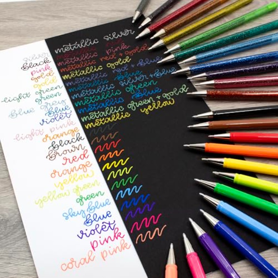 24 Colour Gel Pen Set - 12 Mat - Coloured Gel Set ulasan dan harga