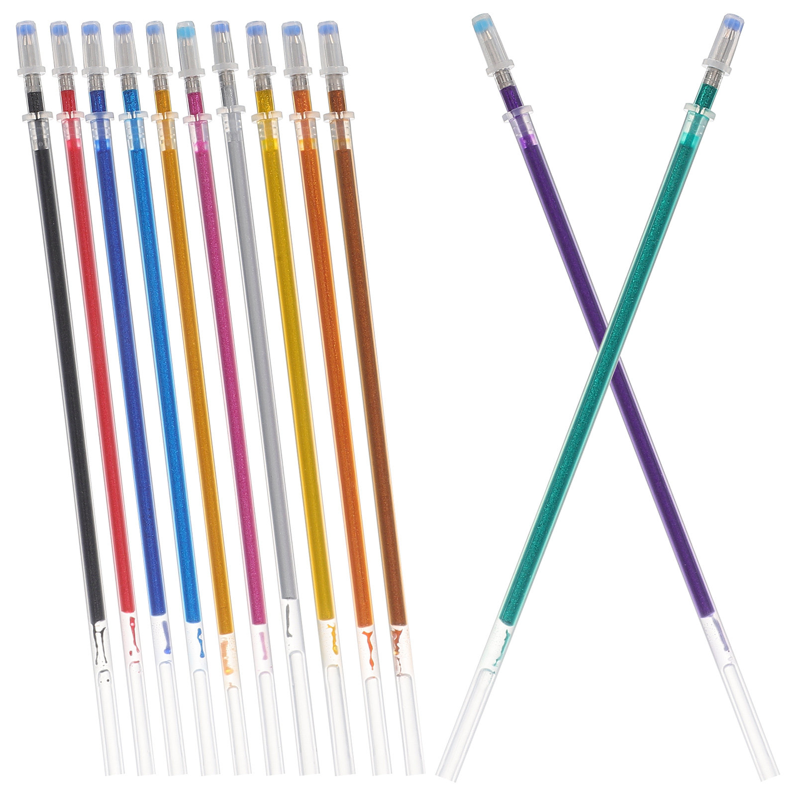 12Pcs Glitter Pen Refill Repla - Coloured Gel Set ulasan dan harga