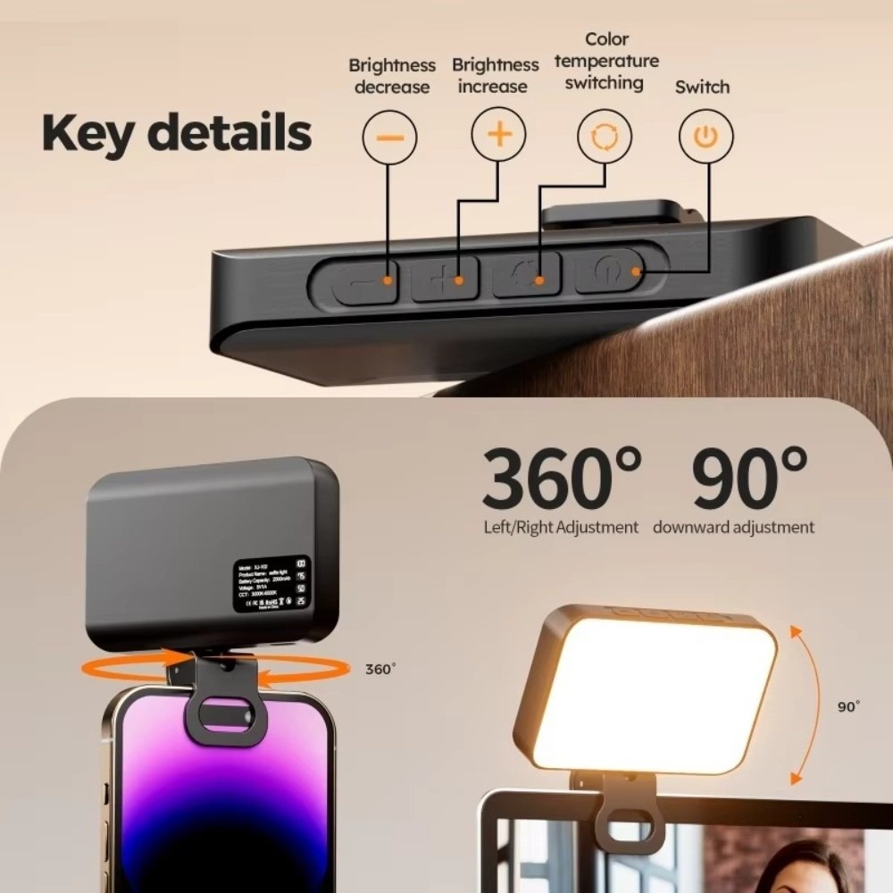 800/1000mAh LED Selfie Light U - Photography Mobile Lighting ulasan dan harga