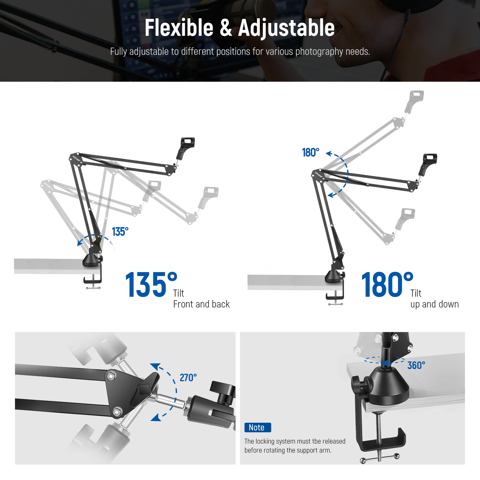 Neewer Microphone Arm Stand, S - Boom Arm Stand ulasan dan harga